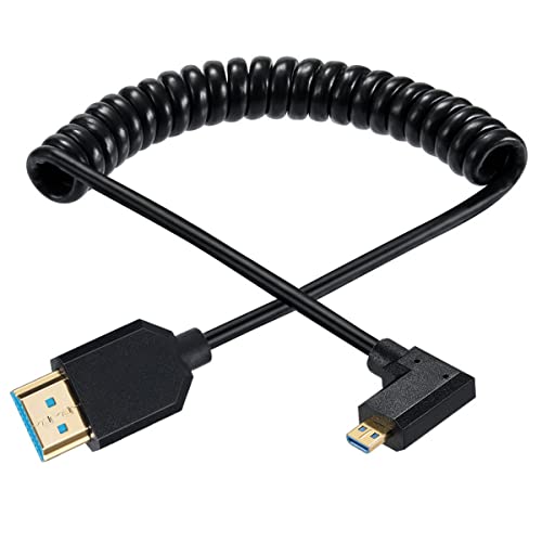 Gold Micro HDMI auf HDMI 2.1 Spiralkabel, 8K@60Hz 4K@120Hz 48Gbps Ultra Thin Hdmi Male to Micro Hdmi Male Spring Cable, Support Dynamic HDR 4FT/1.2M von HUHANGGod