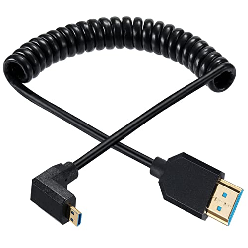 Gold Micro HDMI auf HDMI 2.1 Spiralkabel, 8K @ 60Hz 4K @ 120Hz 48Gbps Ultra Thin Hdmi Male to Micro Hdmi Male Spring Cable Support Dynamic HDR for Digital Camera, Video HD Call, Game 4FT/1.2M (Upiel) von HUHANGGod