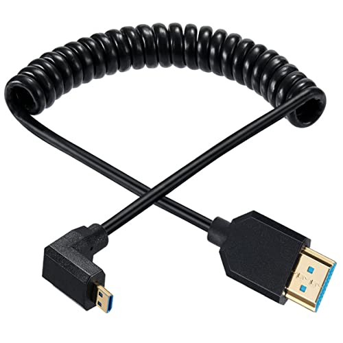 Gold Micro HDMI auf HDMI 2.1 Spiralkabel, 8K @ 60Hz 4K @ 120Hz 48Gbps Ultra Thin Hdmi Male to Micro Hdmi Male Spring Cable, Support Dynamic HDR, for Digital Camera, Video HD Call, Game 1.2M (Up) von HUHANGGod