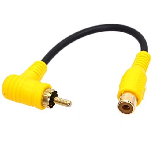 HUHANGGod Rechtwinkliges Cinch-Kabel, 90 Grad Cinch-Stecker auf Stecker, kurzes Cinch-Strereo-Audiokabel, vergoldete Anschlüsse für Heimkino, Subwoofer, HDTV 15 cm (Male 90 Degree to Female) von HUHANGGod