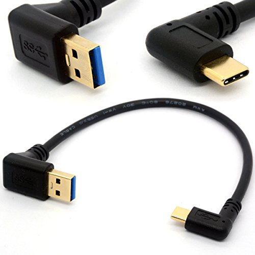 HUHANGGod 90 Grad USB 3.0 zu Typ C rechts/Links abgewinkelt männlich Kabel vergoldet USB C Verlängerungskabel Datentransfer Sync Ladegerät führen (TypeC 90°-USB3.0 Down) von HUHANGGod