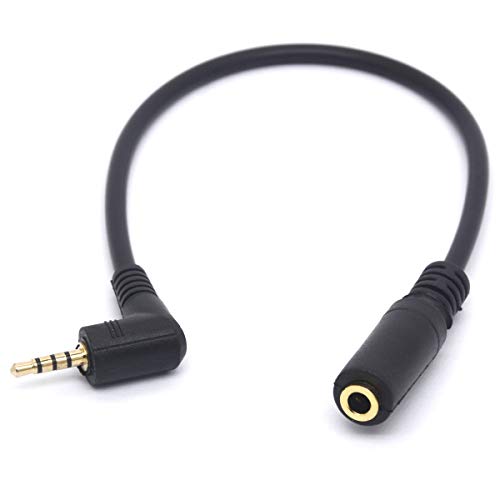 HUHANGGod Abgewinkelter 2,5-mm-Stecker auf 3,5-mm-Buchse, Audio-Kabel, Kopfhörer-Adapter, 4-polig, 2,5 auf 3,5 Stereo-Kopfhörer-Headset-Konverter (4Pole 2.5mm Male 90Deg) von HUHANGGod