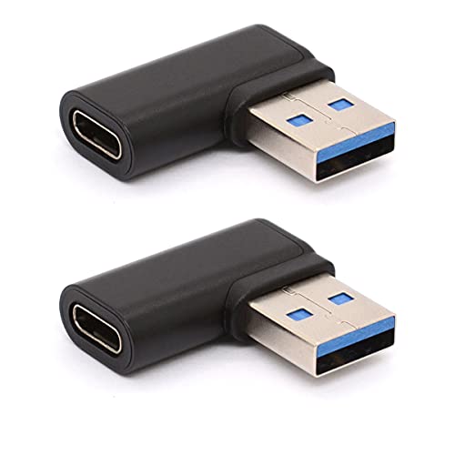 HUHANGGod Links gewinkelter USB C auf USB 3.0 Adapter, 90 Grad USB 3.0 A Stecker auf USB C Buchse, Adapter, USB Typ C auf USB Coverter Stecker für USB C Kabel, Hubs (Links (schwarz) (Left) von HUHANGGod