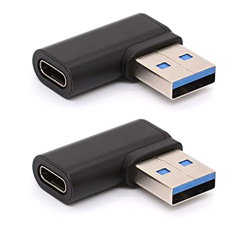 HUHANGGod Links gewinkelter USB C auf USB 3.0 Adapter, 90 Grad USB 3.0 A Stecker auf USB C Buchse, Adapter, USB Typ C auf USB Coverter Stecker für USB C Kabel, Hubs (links (schwarz) (Left) von HUHANGGod