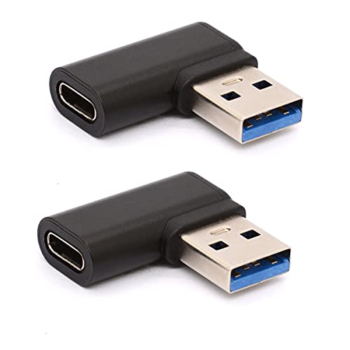 HUHANGGod Links gewinkelter USB C auf USB 3.0 Adapter, 90 Grad USB 3.0 A Stecker auf USB C Buchse, Adapter, USB Typ C auf USB Coverter Stecker für USB C Kabel, Hubs (links (schwarz) (Right) von HUHANGGod