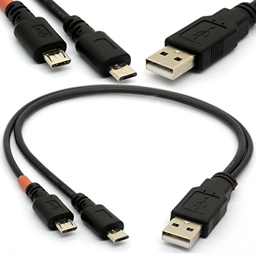 HUHANGGod Micro-USB-Kabel Y Splitter USB 2.0 A zu Dual Micro B Power Enhancer Hub Adapter 1 Stecker auf 2 Stecker Android Verlängerung Code Synchronisieren und Laden Zwei Geräte gleichzeitig von HUHANGGod