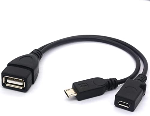 HUHANGGod Micro USB Splitter Kabel OTG Power Enhancer Cord USB 2.0 Eine Buchse auf Micro USB Stecker und Micro 5 Pin Female Adapter Host Ladegerät (Micro Male) von HUHANGGod