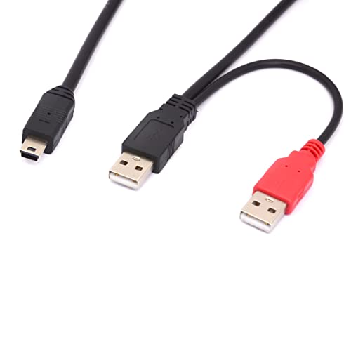 HUHANGGod Mini B USB 2.0 Typ A Stecker auf Dual USB 2.0 A Stecker Y-Splitterkabel für zusätzliche Stromversorgung für externe HDD-Festplatten, DVD, CD, Blu-ray (80 cm) (USB auf Mini) von HUHANGGod
