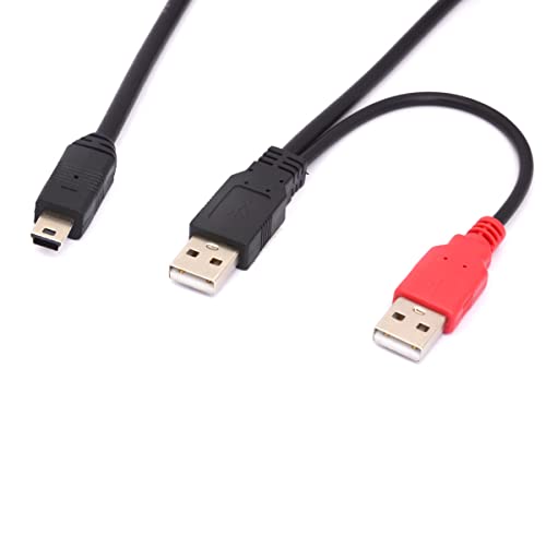 HUHANGGod Mini B USB 2.0 Typ A Stecker auf Dual USB 2.0 A Stecker Y-Splitterkabel für zusätzliche Stromversorgung für externe HDD-Festplatten, DVD, CD, Blu-ray (80 cm) (USB auf Mini) (USB to Mini) von HUHANGGod