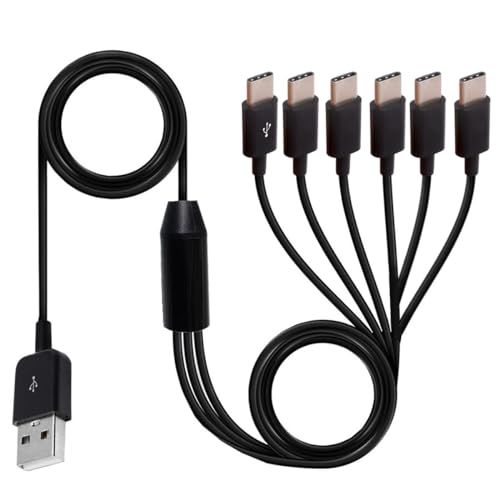 HUHANGGod Multi 3-in-1 USB-C-Splitter-Y-Kabel, USB 2.0-A-Stecker auf 3-Typ-C-Stecker, 1 zu 3 Synchronisations- und Ladekabel-Adapter, kompatibel mit Handy/Android, 1,5 m (6 Typ C) von HUHANGGod