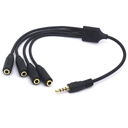 Tomost 3,5 mm Kopfhörer-Splitterkabel, 4-polig, 1/8 Zoll TRRS AUX Stereo Klinke 1 Stecker auf 4 Buchsen Adapterkabel Tomost 3,5 mm Kopfhörer-Splitterkabel, 4-polig, 1/8 Zoll TRRS AUX Stereo Klinke 1 Stecker auf 4 Buchsen Adapterkabel von HUHANGGod