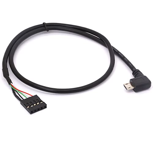 USB-Header auf Micro-USB-Dupont-Kabel, 90 Grad rechtwinklig, Micro-USB-Stecker auf 5-poliges Motherboard-Adapter, Dupont-Verlängerungskabel 50 cm (Micro-Stecker 90 Grad) von HUHANGGod
