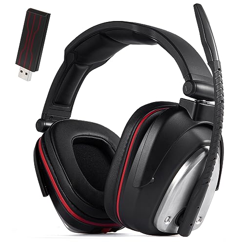 2.4G Wireless Gaming Headset für PS4,PS4 Slim Nintendo Switch und PC Deep Bass und rotierende Metallohrmuscheln von HUHD