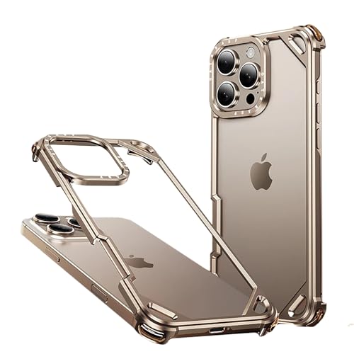 HUHUCASE Airbag-Schutzhülle für iPhone 15/16 Promax aus Metall, einfache Abdeckung, blanke Schutzhülle (Originalfarbe, iPhone 16pro) von HUHUCASE