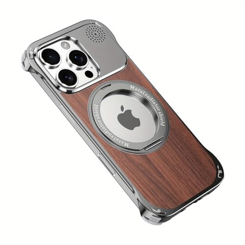 HUHUCASE für iPhone 13/14/15/16 Promax Magnetische Handyhülle, Walnuss Aromatherapie Metall Wärmeableitungsnetz 360° Rahmenlos Fehlendes Etikett Schutzhülle (Grau, iPhone 13 Promax) von HUHUCASE