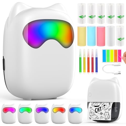 HUIJUTCHEN LED Mini Drucker, Taschendrucker, Mini Fotodrucker für Smartphone, Sticker Drucker, Thermo Fotodrucker für Memo Journal Reisen Logo Notizen Journal Liste (A) HUIJUTCHEN LED Mini Drucker, Taschendrucker, Mini Fotodrucker für Smartphone, Sticker Drucker, Thermo Fotodrucker für Memo Journal Reisen Logo Notizen Journal Liste (A) von HUIJUTCHEN