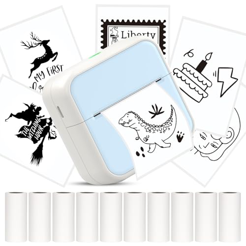 HUIJUTCHEN Mini Drucker, Tragbarer Fotodrucker Bluetooth Thermodrucker Inklusiv Taschendrucker Aufkleber Drucker für iOS und Android mit 10 Rollen Thermopapier für Fotos, Notizen, Memos, DIY(Blau) HUIJUTCHEN Mini Drucker, Tragbarer Fotodrucker Bluetooth Thermodrucker Inklusiv Taschendrucker Aufkleber Drucker für iOS und Android mit 10 Rollen Thermopapier für Fotos, Notizen, Memos, DIY(Blau) von HUIJUTCHEN