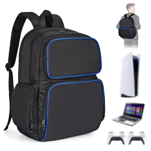 HUIJUTCHEN Tragetasche für PS5/PS5 Slim, Rucksack für PS5 Konsole Kompatibel mit PS5/PS5 Slim/PS4/PS4 Pro/PS4 Slim/Xbox One/Xbox One X/S Wasserdicht Aufbewahrungstasche Zubehör Geschenke für Männer von HUIJUTCHEN