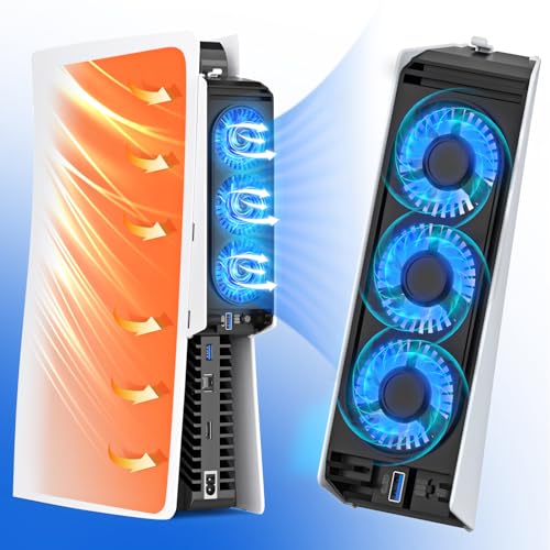 HUIJUTCHEN Lüfter für PS5, Leise PS5 Kühler PS5 Externer Kühler Hinten mit LED-Licht Geräuscharm Kühlgebläse für PS5 mit 2 Einstellbare Gebläsestufen und Controller USB Anschluss(weiß) HUIJUTCHEN Lüfter für PS5, Leise PS5 Kühler PS5 Externer Kühler Hinten mit LED-Licht Geräuscharm Kühlgebläse für PS5 mit 2 Einstellbare Gebläsestufen und Controller USB Anschluss(weiß) von HUIJUTCHEN