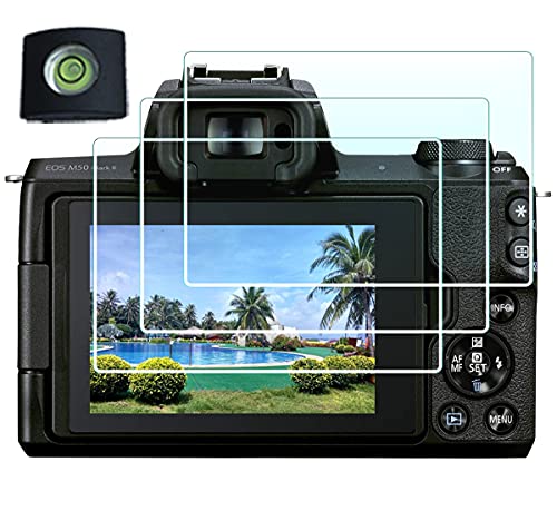 Displayschutz Displayschutzfolie für Canon EOS M50 M100 Mark II DSLR-Kamera (für Zubehör) mit Blitzschuh-Abdeckung,gehärtetes Glas,0,3mm,High Definition 9H Härte,Anti-Fingerabdruck [3+1Stück] von HUIPUXIANG