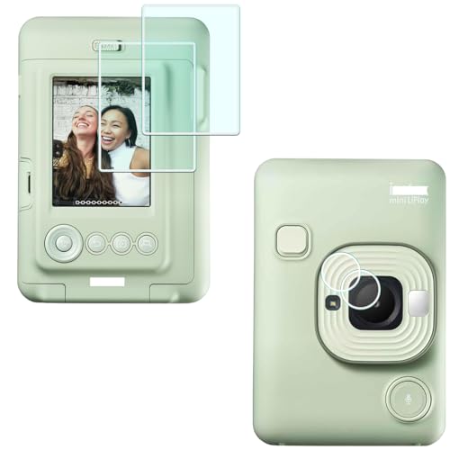HUIPUXIANG Displayschutzfolie für Fuji Fujifilm Instax Mini Liplay + Objektiv PET Flim [2+2 Stück] auf Kamera (für Zubehör), 0,3 mm High Definition 9H Härte Optisches LCD Premium Glas Schutzhülle von HUIPUXIANG