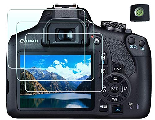HUIPUXIANG EOS 2000D 1300D 1200D Displayschutz Displayschutzfolie für Canon EOS Rebel T7 T6 DSLR-Kamera, [3 + 1 Pack] 0,3 mm 9H Härte gehärtetes Glas Folie von HUIPUXIANG