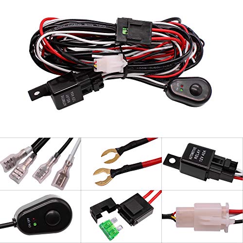 HUIQIAODS LED-Lichtleisten-Kabelbaum-Kit 12V 40A Relais ein/aus Wasserdichter Schalter (Für alle 12 / 24V-Autos) von HUIQIAODS
