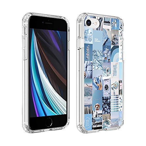 Ästhetische Handyhülle für iPhone 7/8/SE, Vibe Beach Blue Ästhetische Collage You are So Loved iPhone Case Clear Shockproof Schutzhülle für Frauen Mädchen von HUIYUEKUAI