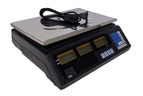 PREMIUM Preisrechenwaage (digital) 40 kg - Kabel und Akku - LCD Displays - Hintergrundbeleuchtung - Paketwaage - Küchenwaage - Preiswaage von HUKITECH