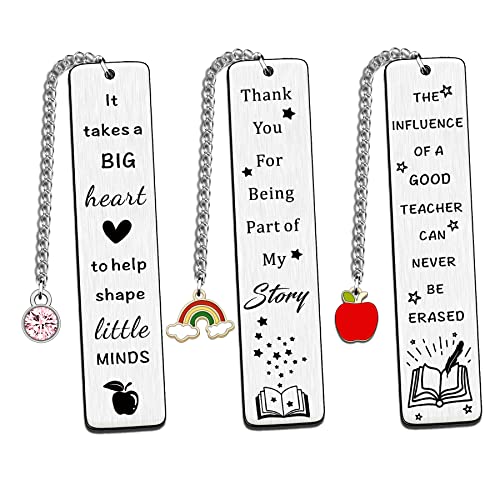 HULALA 3 Stück Thank You Teacher Bookmark Gifts for Women Men Appreciation Gifts for Teacher Leaving End of Term Retirement Christmas Birthday It Takes A Big Heart to Help Shape Little Minds von HULALA