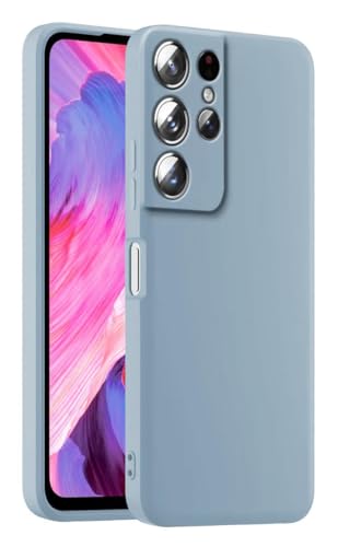 HULLIN Bunte Silikon Handyhülle, Passend für Samsung Galaxy S21 Ultra (6.8") - Rauchblau von HULLIN