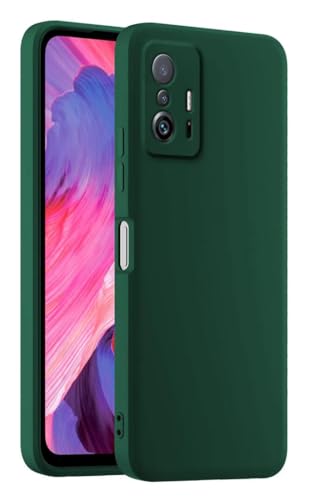 HULLIN Bunte Silikon Handyhülle, Passend für Xiaomi MI 11T / Xiaomi MI 11T Pro (6.67") - Dunkelgrün von HULLIN