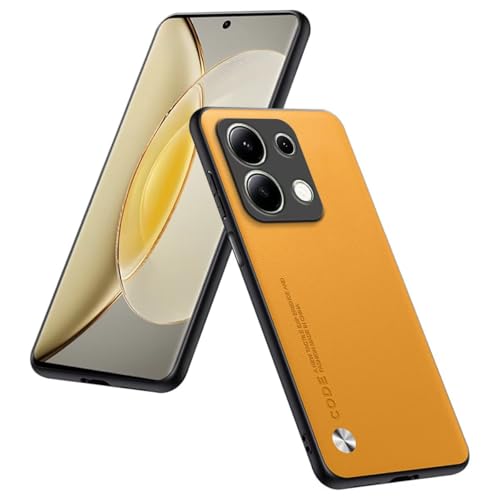 HULLIN Handyhülle Kompatibel Mit Redmi Note 13 4G (6.67"), Schutzhülle Aus PU-Leder - Gelb von HULLIN
