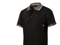 Snickers poloshirt str. M - sort m/ribkrave og brystlomme - 2724 von HULTAFORS