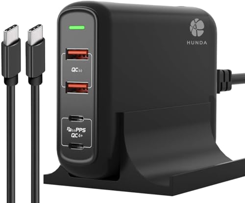 USB C Ladegerät, 150w 4-Port USB Netzteil mit 2 USB-C PD3.0 PPS 4+ und 2 USB QC 3.0 Kompatibel mit MacBook Pro/Air,iPhone 14 Pro/Pro Max,Galaxy S23 Ultra,S23+,S23, S22,Huawei,Laptop usw von HUNDA