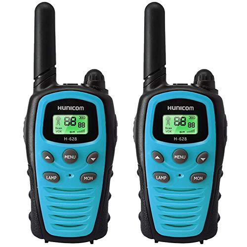 Walkie-Talkies für Erwachsene, Lange Reichweite, Beste Zwei-Wege-Radios, PMR Walky Talky VOX, Freisprecheinrichtung, 5 km mit Taschenlampe, LCD-Display, für Outdoor-Abenteuer, Camping, Wandern von HUNICOM