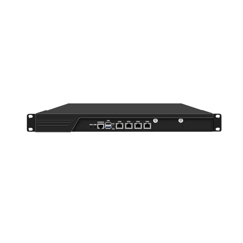 HUNSN 1U 19 Inch Rack Mount Firewall Appliance, pFsense, Mikrotik, OPNsense, VPN, Network Router, Intel N200, RJ53, AES-NI, 4 x 226-V 2.5GbE LAN, Console, VGA, GPIO, SIM Slot, 16G RAM, 128G SSD von HUNSN