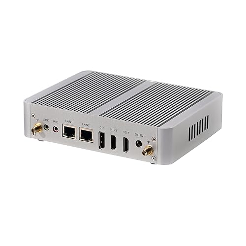 HUNSN Fanless Mini PC, Desktop Computer, HTPC, Kodi Box, Intel N100, Windows 11 Pro or Linux Ubuntu, BM34, AC WiFi, BT, 8 x USB, 2 x LAN, DP, 2 x HDMI, 8G RAM 128G SSD von HUNSN