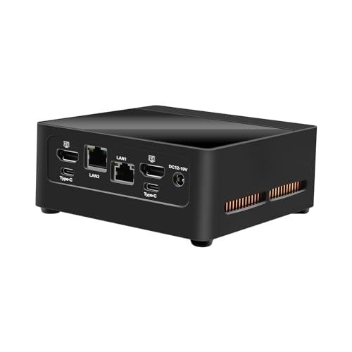 HUNSN Mini PC, HTPC, Small Server, Desktop Computer, Windows 11 Pro/Linux Ubuntu, Core I5 1235U, BJ03, WiFi 6, BT5.2, 2 x HDMI, 2 x Type-C for DP USB3.2, 2 x LAN, Vesa Mount, 32G RAM 256G SSD von HUNSN