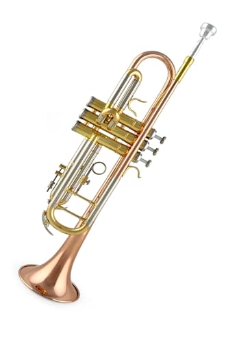 Trompete Standard-Schülertrompete zweifarbig lackiert Goldtrompete Standard-Profi-Blechblasinstrument B-Dur von HUNYNB