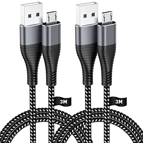 Micro-USB-Ladekabel, 3 m, für PS4/Xbox One Controller, extra lang, 3 m, USB-Ladekabel, 2 Stück von HUNYYN