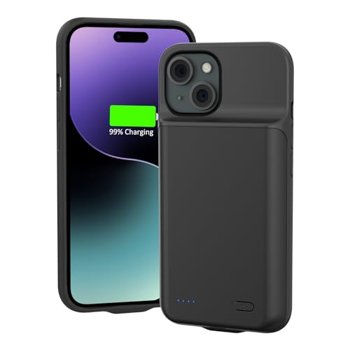 HUOBAO Akkuhülle für iPhone 15(6,1"), 8500mAh 15W Power Bank Hülle Zusatzakku Akku Case Akku Ladehülle Handyhülle Akku Battery Case Akku Hülle für iPhone 15 Charger Case-Schwarz,6,1 Zoll von HUOBAO