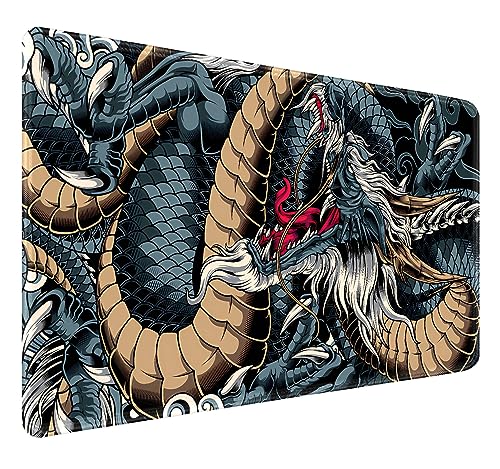 HUOCAIREN Chinesischer Drache Schreibtischunterlage XXL Mauspad Designs Niedliche Schreibtischdekoration Japanische Schreibtischunterlage Office Desktop Mat Tastatur Laptop Matte von HUOCAIREN