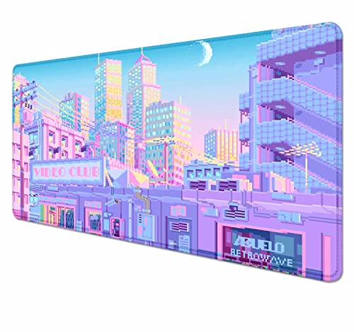 HUOCAIREN Tokyo City Anime Schreibtischunterlage, Kawaii Extra Großes Mauspad für Schreibtisch, Ästhetische Landschaft XL XXL Gaming Mauspad, Schreibtischzubehör für Frauen Büro Dekor 90 x 40 cm von HUOCAIREN