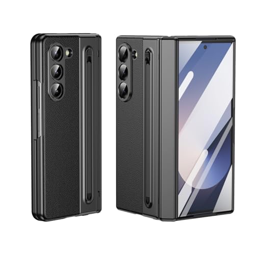 HUOLUNGJIN Schutzhülle kompatibel mit Galaxy Z Fold 5, mit integriertem kompaktem S-Stiftschlitz, Displayschutzfolie, normalem Eingabestift, faltbare Serie, Vollpack-Schutzhülle (schwarz) von HUOLUNGJIN