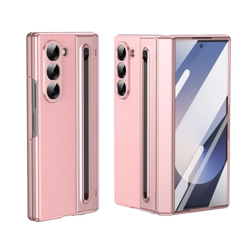 Handyhüllen, kompatibel mit Samsung Galaxy Z Fold 6, Handyhülle mit integriertem neuen kompakten S-Stift-Schlitz und Displayschutzfolie, normalem Eingabestift, faltbare Serie, Vollpack-Schutzhülle von HUOLUNGJIN