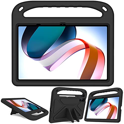 Kinder-Schutzhülle, kompatibel mit Xiaomi Redmi Pad 26,7 cm (10,61 Zoll), 2022, Schutzhülle mit Stylus-Halterung und Schultergurt, Griff und Ständer, robuste Hybrid-Schutzhülle für Kinder, Schwarz von HUOLUNGJIN