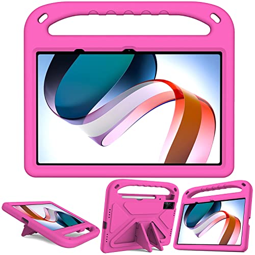 Kinder-Schutzhülle, kompatibel mit Xiaomi Redmi Pad 26,7 cm (10,61 Zoll), 2022, Schutzhülle mit Stylus-Halterung und Schultergurt, Griff und Ständer, robuste Hybrid-Schutzhülle für Kinder (Rosa) von HUOLUNGJIN