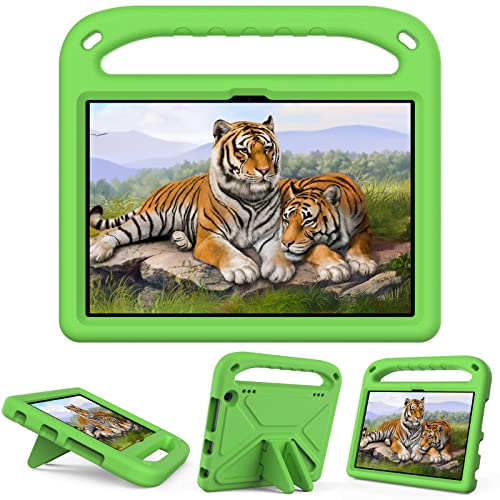 Kinder-Tablet-Hülle, kompatibel mit Amazon Fire HD 8 & 8 Plus (2020/2022), Hülle mit Ständer, strapazierfähig, stoßfest, EVA-Schutzhülle mit Griff/Schultergurt, Grün von HUOLUNGJIN