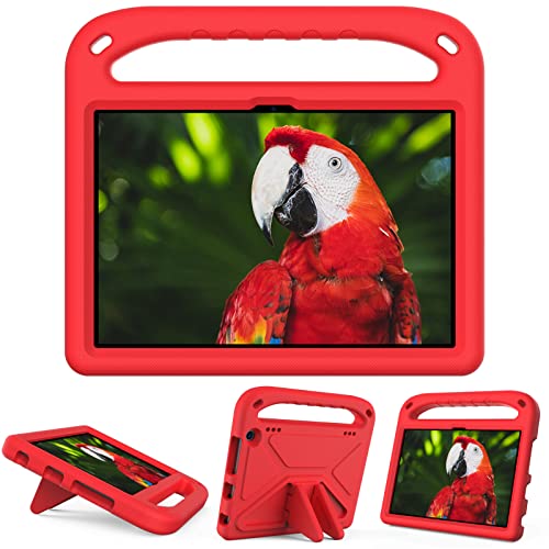 Kinder-Tablet-Hülle, kompatibel mit Amazon Fire HD 8 & 8 Plus (2020/2022), Hülle mit Ständer, strapazierfähig, stoßfest, EVA-Schutzhülle mit Griff/Schultergurt, Rot von HUOLUNGJIN